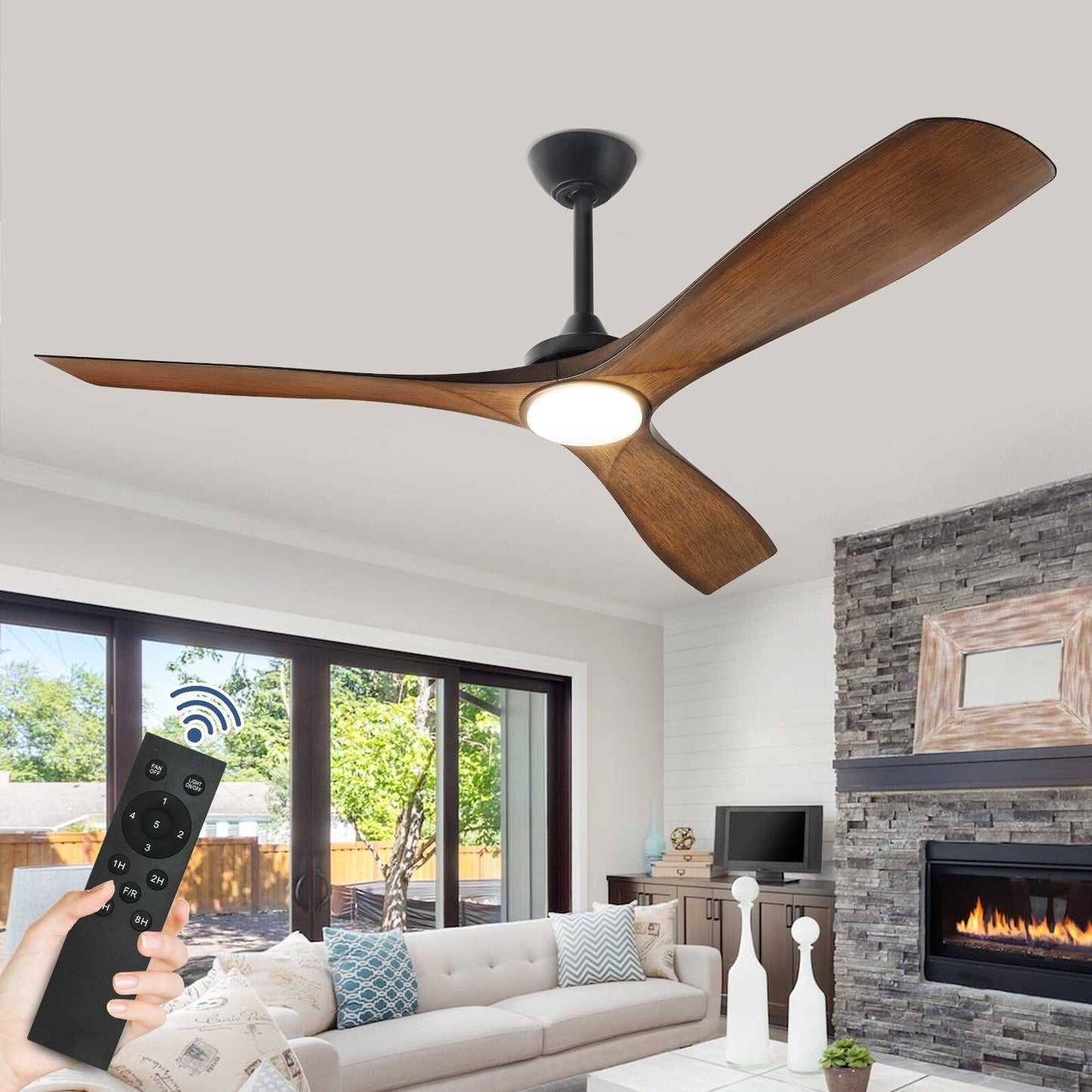 Ventilateur de plafond à télécommande avec éclairage, à montage encastré