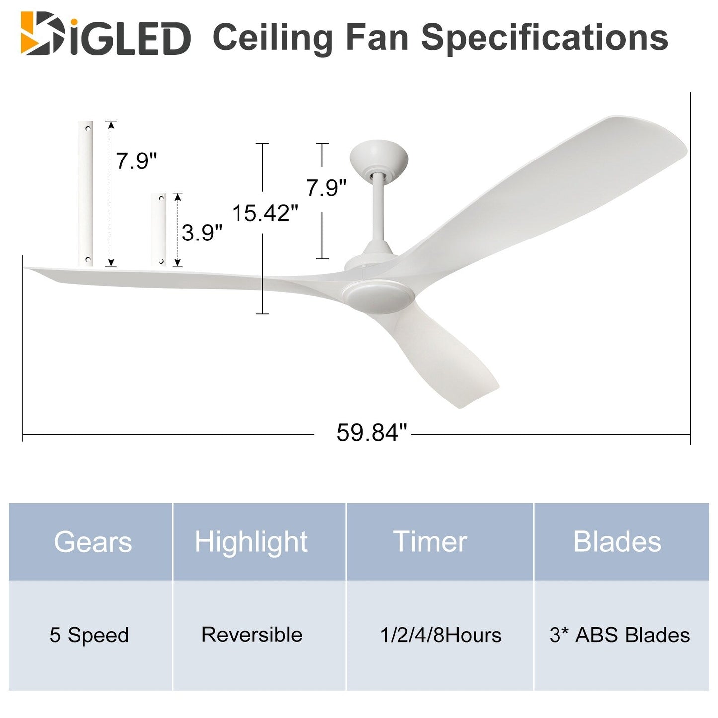 Ventilateur de plafond à télécommande avec éclairage, à montage encastré
