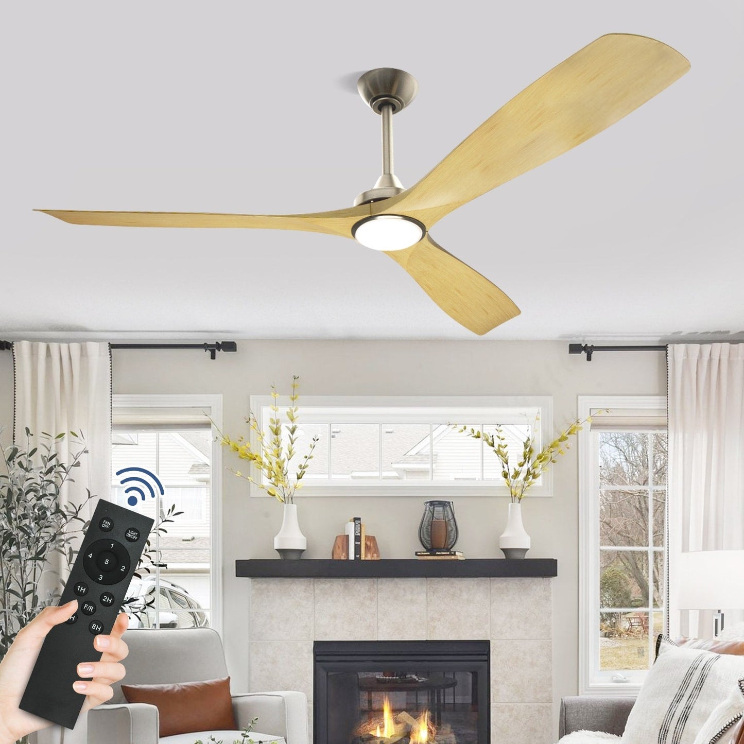 Ventilateur de plafond à télécommande avec éclairage, à montage encastré