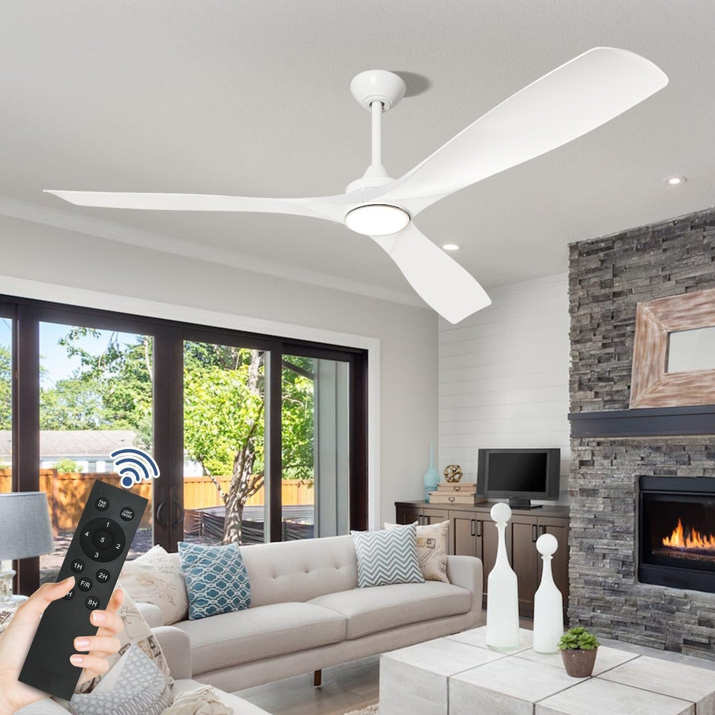 Ventilateur de plafond à télécommande avec éclairage, à montage encastré
