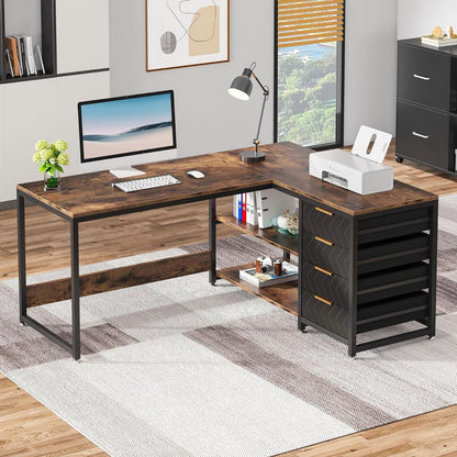 Bureau d'ordinateur en forme de L réversible, bureau de travail robuste, table d'écriture.