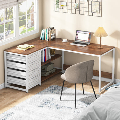 Bureau d'ordinateur en forme de L réversible, bureau de travail robuste, table d'écriture.