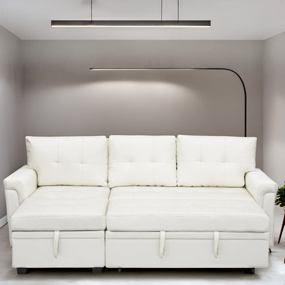 Canapé d'angle réversible avec lit escamotable, chaise longue avec rangement intégré, pieds robustes,