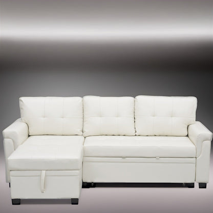 Canapé d'angle réversible avec lit escamotable, chaise longue avec rangement intégré, pieds robustes,