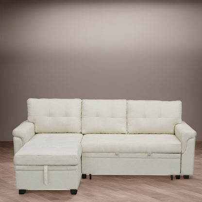 Canapé d'angle réversible avec lit escamotable, chaise longue avec rangement intégré, pieds robustes,