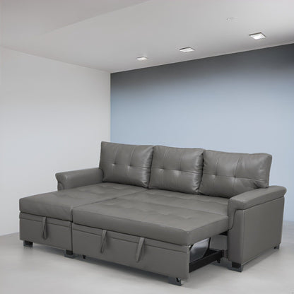 Canapé d'angle réversible avec lit escamotable, chaise longue avec rangement intégré, pieds robustes,