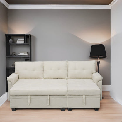 Canapé d'angle réversible avec lit escamotable, chaise longue avec rangement intégré, pieds robustes,