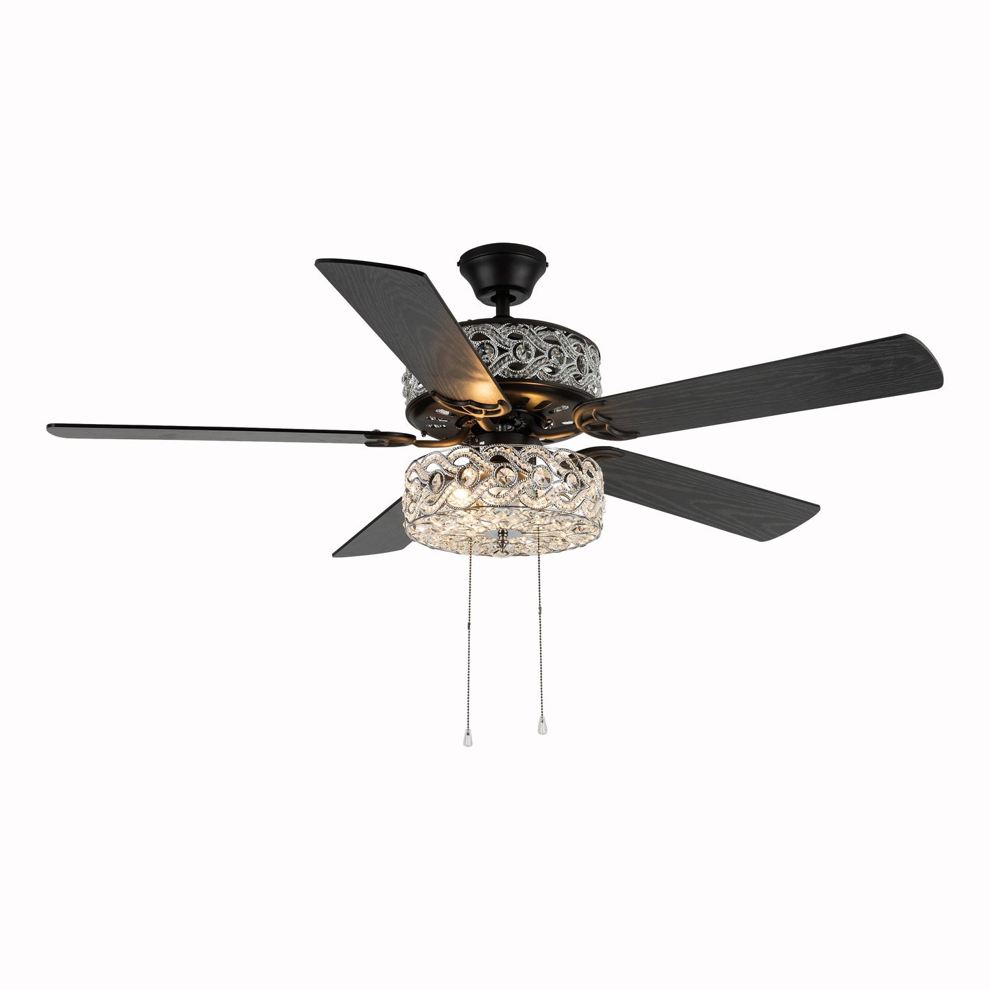 Ventilateur de plafond LED River of Goods Olivia, finition bronze huilé/cristal, 52 pouces - 52L x 52l x 18.25H - 52L x 52l x 18.25H