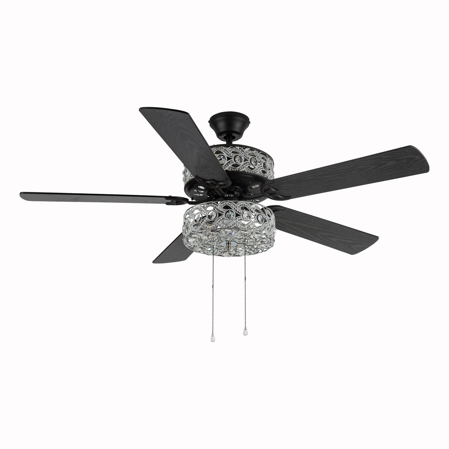 Ventilateur de plafond LED River of Goods Olivia, finition bronze huilé/cristal, 52 pouces - 52L x 52l x 18.25H - 52L x 52l x 18.25H
