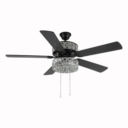 Ventilateur de plafond LED River of Goods Olivia, finition bronze huilé/cristal, 52 pouces - 52L x 52l x 18.25H - 52L x 52l x 18.25H