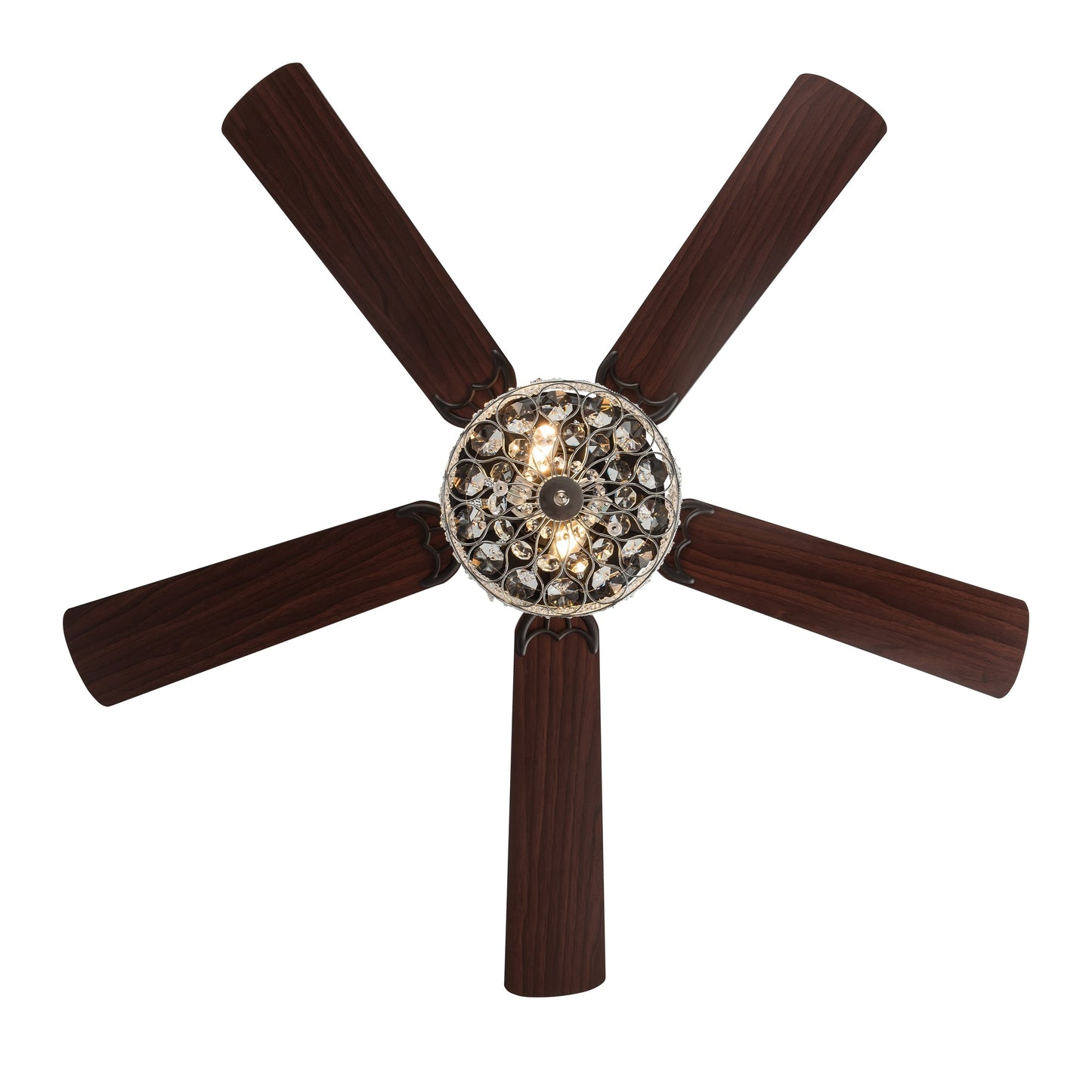 Ventilateur de plafond LED River of Goods Olivia, finition bronze huilé/cristal, 52 pouces - 52L x 52l x 18.25H - 52L x 52l x 18.25H
