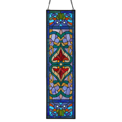 Panneau de fenêtre en verre dépoli à motifs de fleur de lis de style victorien de River of Goods - 24,1 cm (L) x 0,6 cm (l) x 91,4 cm (H)