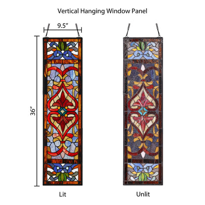 Panneau de fenêtre en verre dépoli à motifs de fleur de lis de style victorien de River of Goods - 24,1 cm (L) x 0,6 cm (l) x 91,4 cm (H)
