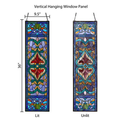 Panneau de fenêtre en verre dépoli à motifs de fleur de lis de style victorien de River of Goods - 24,1 cm (L) x 0,6 cm (l) x 91,4 cm (H)