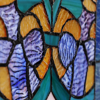 Panneau de fenêtre en verre dépoli à motifs de fleur de lis de style victorien de River of Goods - 24,1 cm (L) x 0,6 cm (l) x 91,4 cm (H)