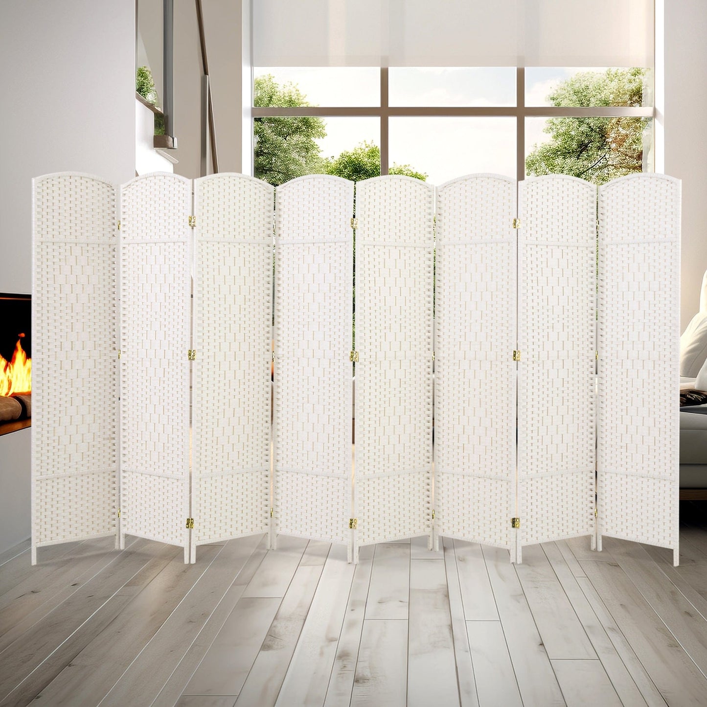 Paravent de séparation de pièce, hauteur 1,8 m, en fibre tressée, pliable, pour plus d'intimité.
