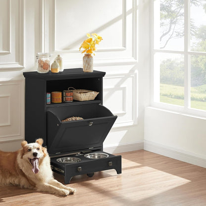 Station d'alimentation pour chien Roomfitters avec 2 gamelles surélevées, meuble de rangement basculant pour l'alimentation des animaux domestiques