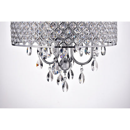 Suspension tambour ronde perlée avec cristaux suspendus