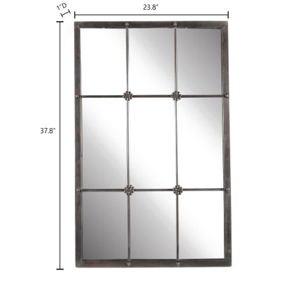 Miroir mural décoratif à cadre métallique brun rustique imitant un vitrail - 95,9 cm (H) x 60,5 cm (L) x 2,5 cm (P)
