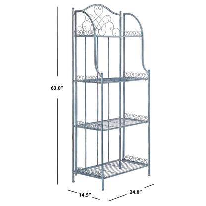 SAFAVIEH Bryn, étagère à fourreaux en fer forgé style victorien, 4 niveaux, pour extérieur - 63,5 cm L x 38,1 cm P x 160 cm H - 63,5L x 38,1P x 160H