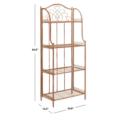 SAFAVIEH Bryn, étagère à fourreaux en fer forgé style victorien, 4 niveaux, pour extérieur - 63,5 cm L x 38,1 cm P x 160 cm H - 63,5L x 38,1P x 160H