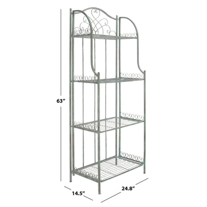 SAFAVIEH Bryn, étagère à fourreaux en fer forgé style victorien, 4 niveaux, pour extérieur - 63,5 cm L x 38,1 cm P x 160 cm H - 63,5L x 38,1P x 160H