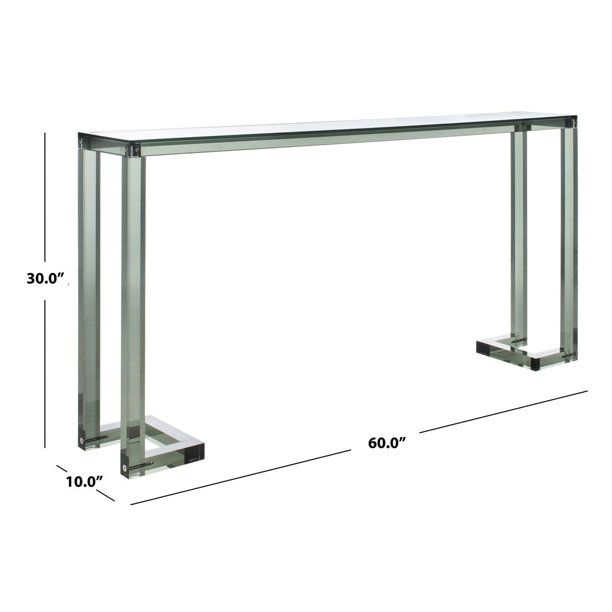 Table console en acrylique Couture Camryn de SAFAVIEH - Transparent - 60 L x 10 l x 30 h - 52Lx10Lx30H