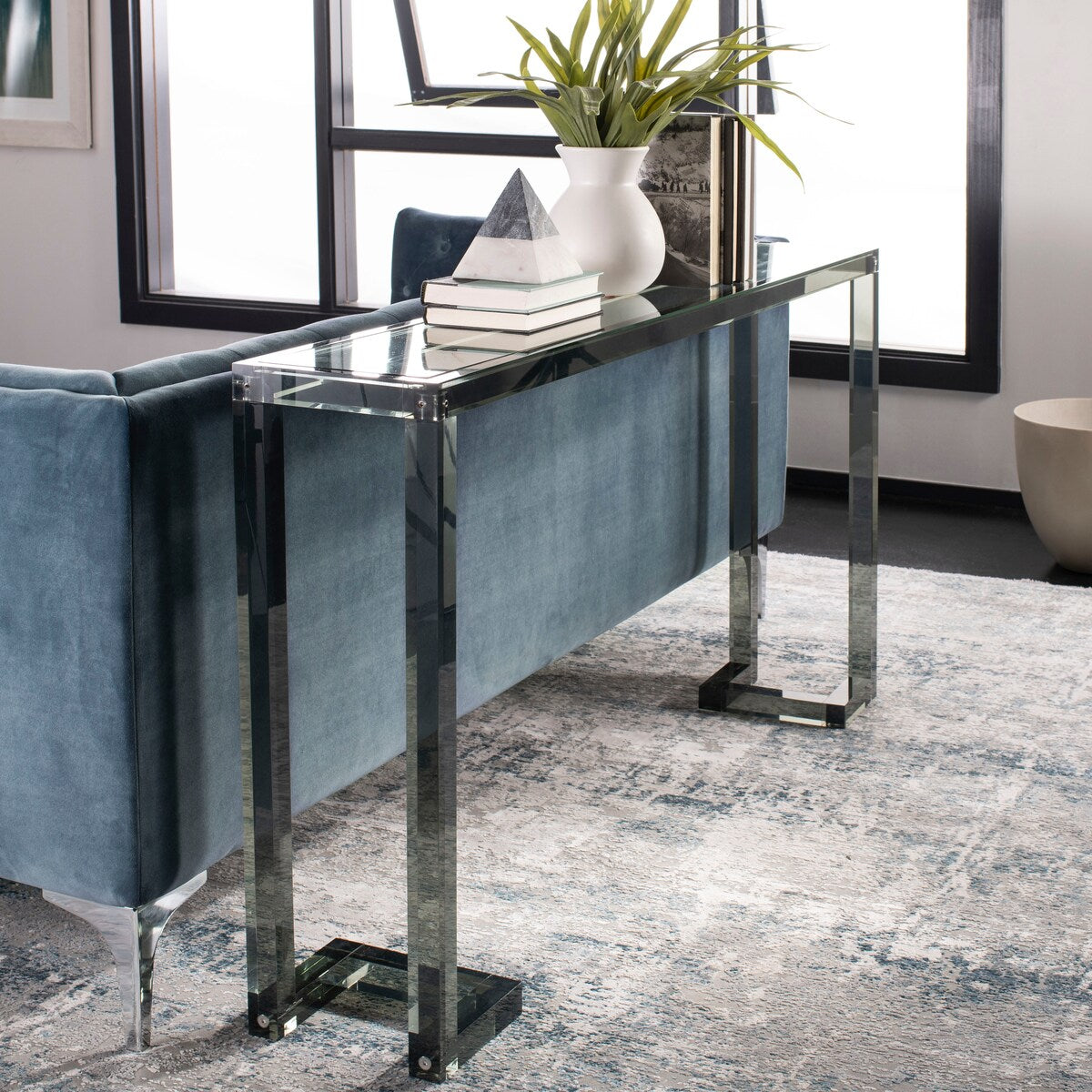 Table console en acrylique Couture Camryn de SAFAVIEH - Transparent - 60 L x 10 l x 30 h - 52Lx10Lx30H