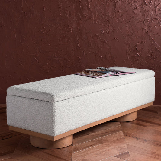 Banc de rangement SAFAVIEH Couture Sunneva Boucle - 155 cm L x 51 cm P x 48 cm H - 155Lx51Px48H