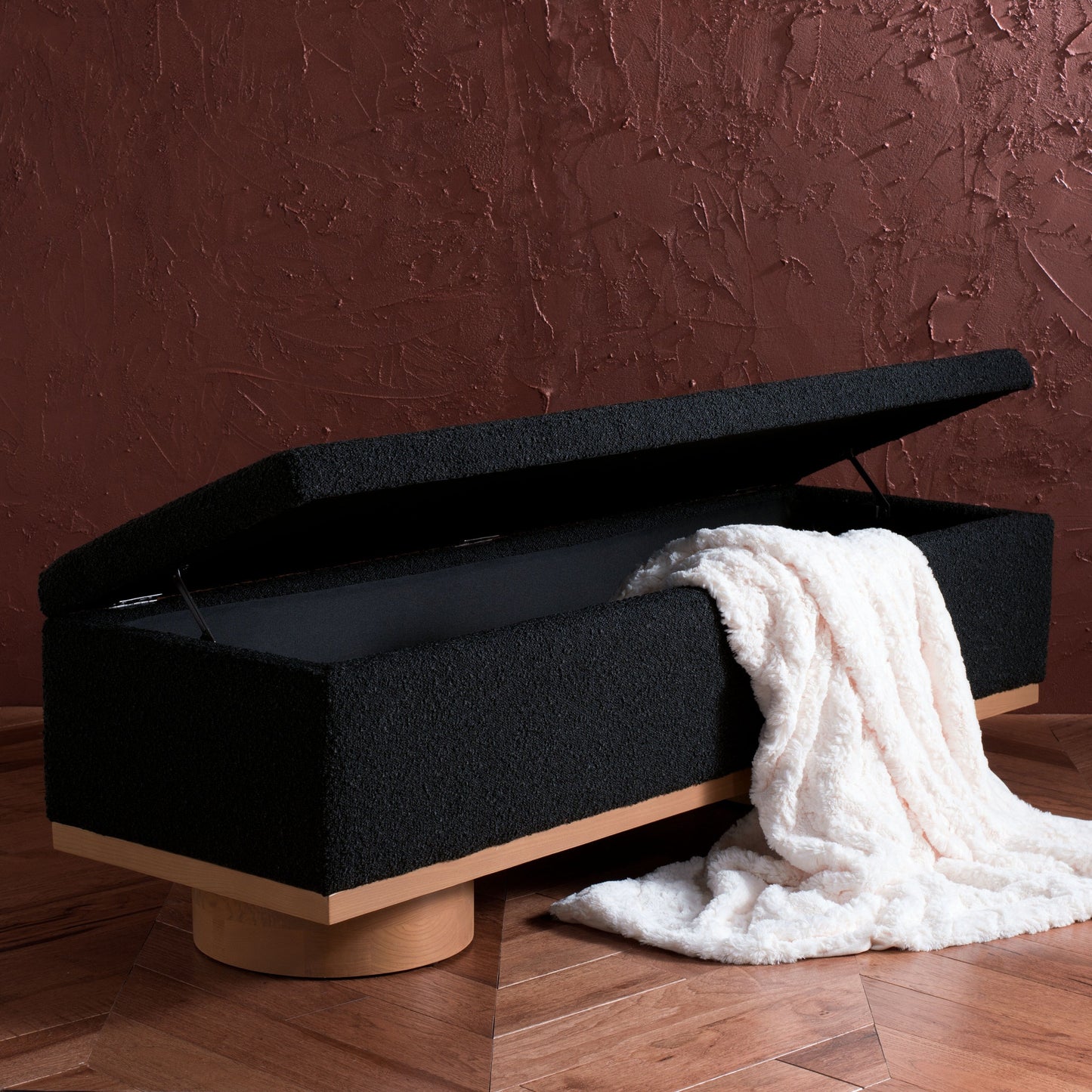 Banc de rangement SAFAVIEH Couture Sunneva Boucle - 155 cm L x 51 cm P x 48 cm H - 155Lx51Px48H