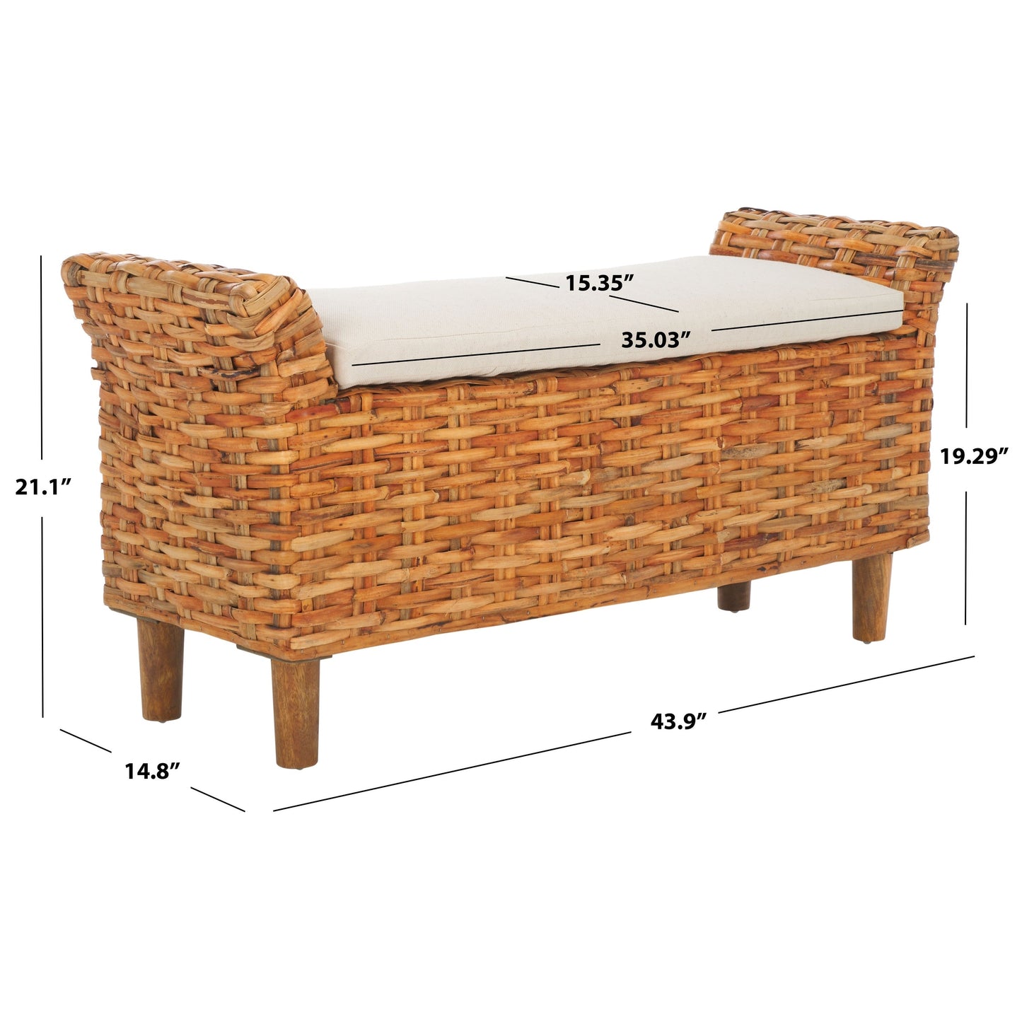 Banc Danna marron de SAFAVIEH - 43,9 x 14,8 x 21,1 - 44L x 15P x 21H