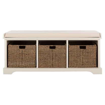 Banc de rangement SAFAVIEH Eola gris/blanc - 119 x 41 x 50 cm - 119L x 41P x 50H