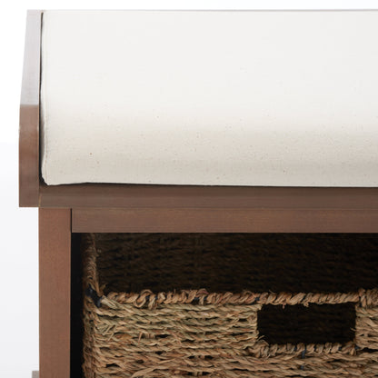 Banc de rangement SAFAVIEH Eola gris/blanc - 119 x 41 x 50 cm - 119L x 41P x 50H