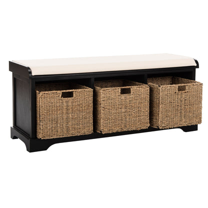 Banc de rangement SAFAVIEH Eola gris/blanc - 119 x 41 x 50 cm - 119L x 41P x 50H