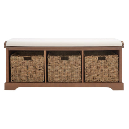 Banc de rangement SAFAVIEH Eola gris/blanc - 119 x 41 x 50 cm - 119L x 41P x 50H