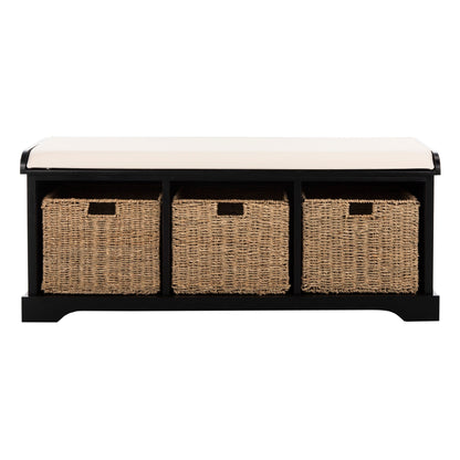 Banc de rangement SAFAVIEH Eola gris/blanc - 119 x 41 x 50 cm - 119L x 41P x 50H