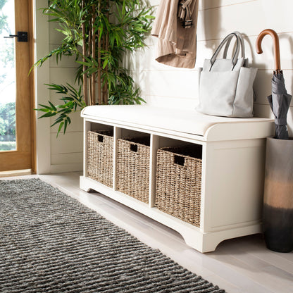 Banc de rangement SAFAVIEH Eola gris/blanc - 119 x 41 x 50 cm - 119L x 41P x 50H