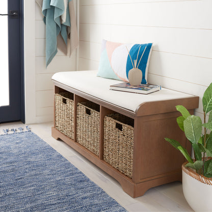 Banc de rangement SAFAVIEH Eola gris/blanc - 119 x 41 x 50 cm - 119L x 41P x 50H