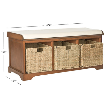 Banc de rangement SAFAVIEH Eola gris/blanc - 119 x 41 x 50 cm - 119L x 41P x 50H