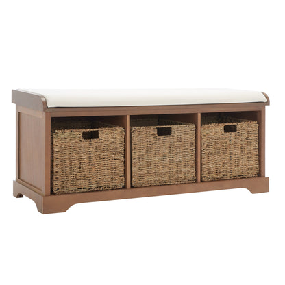 Banc de rangement SAFAVIEH Eola gris/blanc - 119 x 41 x 50 cm - 119L x 41P x 50H
