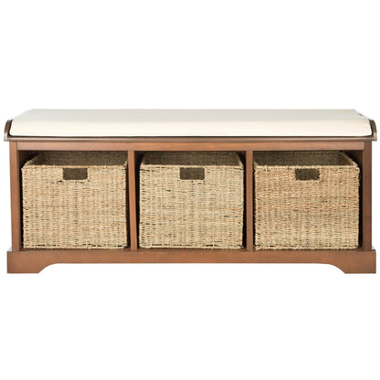 Banc de rangement SAFAVIEH Eola gris/blanc - 119 x 41 x 50 cm - 119L x 41P x 50H