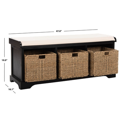 Banc de rangement SAFAVIEH Eola gris/blanc - 119 x 41 x 50 cm - 119L x 41P x 50H