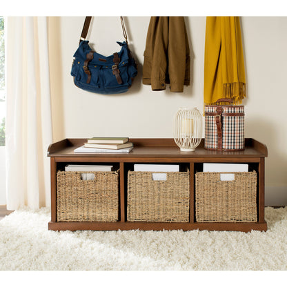 Banc de rangement SAFAVIEH Eola gris/blanc - 119 x 41 x 50 cm - 119L x 41P x 50H