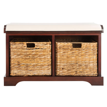 Banc-pouf SAFAVIEH Euphemia en osier tressé, couleur marron - 33,5 x 16,1 x 19,9 - 34Lx16Px20H