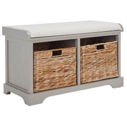 Banc-pouf SAFAVIEH Euphemia en osier tressé, couleur marron - 33,5 x 16,1 x 19,9 - 34Lx16Px20H