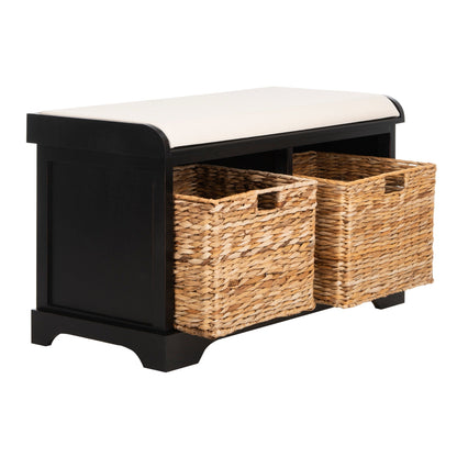 Banc-pouf SAFAVIEH Euphemia en osier tressé, couleur marron - 33,5 x 16,1 x 19,9 - 34Lx16Px20H