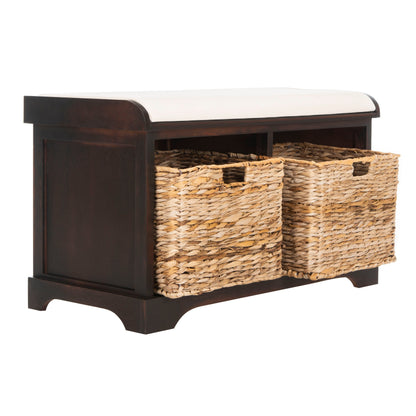 Banc-pouf SAFAVIEH Euphemia en osier tressé, couleur marron - 33,5 x 16,1 x 19,9 - 34Lx16Px20H