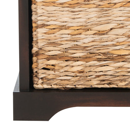 Banc-pouf SAFAVIEH Euphemia en osier tressé, couleur marron - 33,5 x 16,1 x 19,9 - 34Lx16Px20H