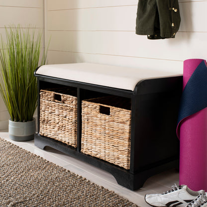 Banc-pouf SAFAVIEH Euphemia en osier tressé, couleur marron - 33,5 x 16,1 x 19,9 - 34Lx16Px20H