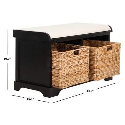 Banc-pouf SAFAVIEH Euphemia en osier tressé, couleur marron - 33,5 x 16,1 x 19,9 - 34Lx16Px20H